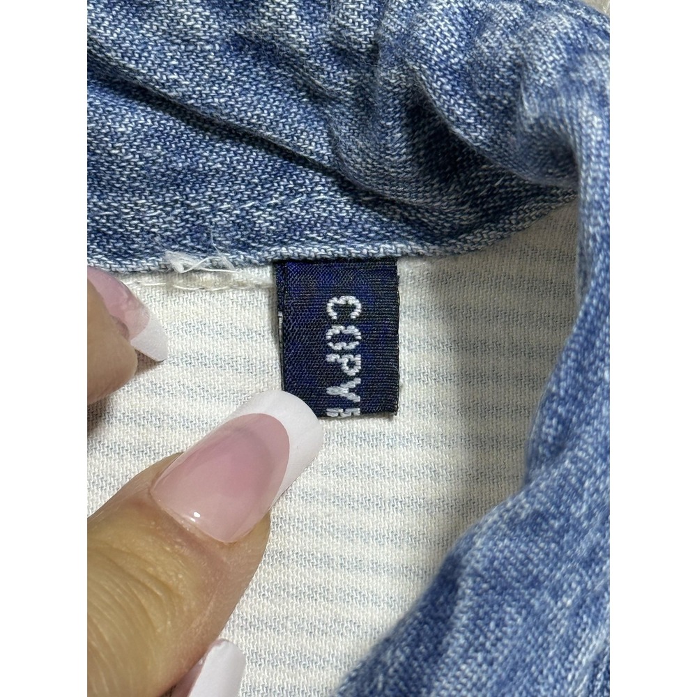 Vintage Quizz New York Shirt Womens 20 Blue White Stripe Embroidered Bears Denim - Picture 6 of 10